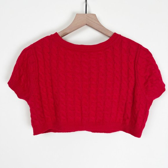 Aritzia Red Cable Knit Crop Top - Picture 9 of 11